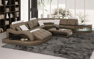 Navasota Large Leather Sectional with Shape Chaise