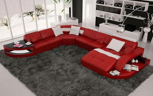Navasota Large Leather Sectional with Shape Chaise