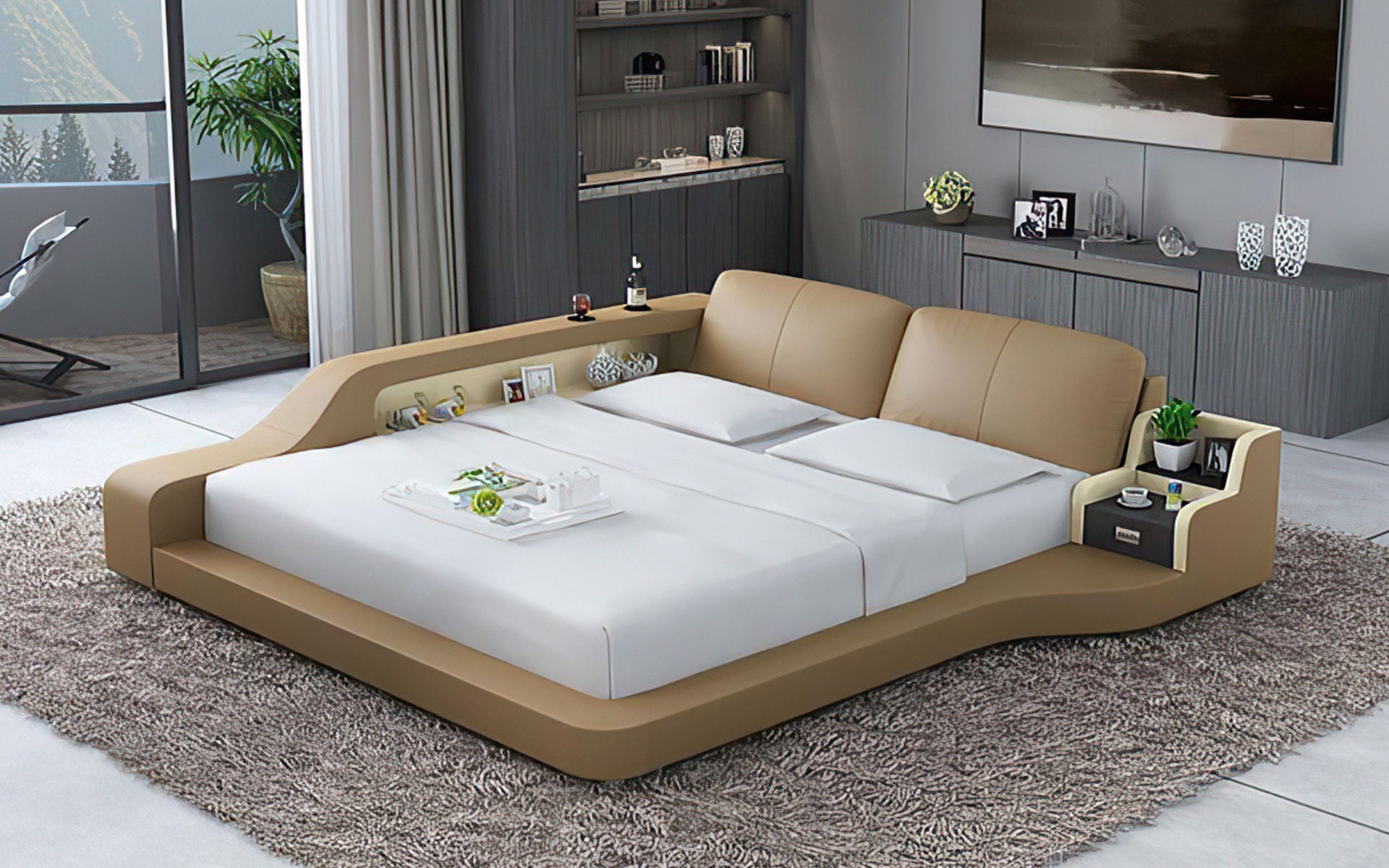 Mcguire Leather Bed With Storage