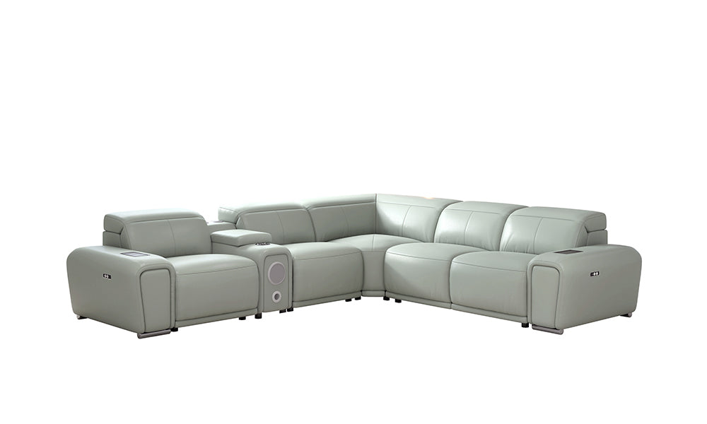 Tumbler Modern Leather Reclining Sectional With Speakers