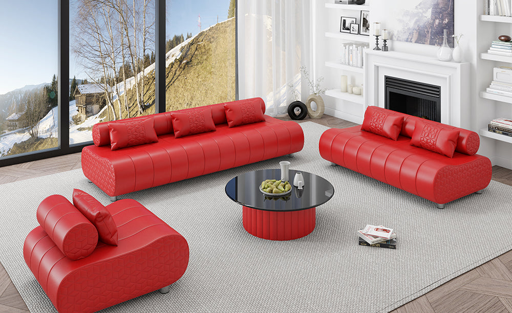 Puffer Modern Leather Sofa Set