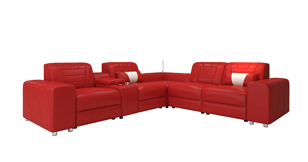 Eiffel Modern Leather Reclining Sectional with Console
