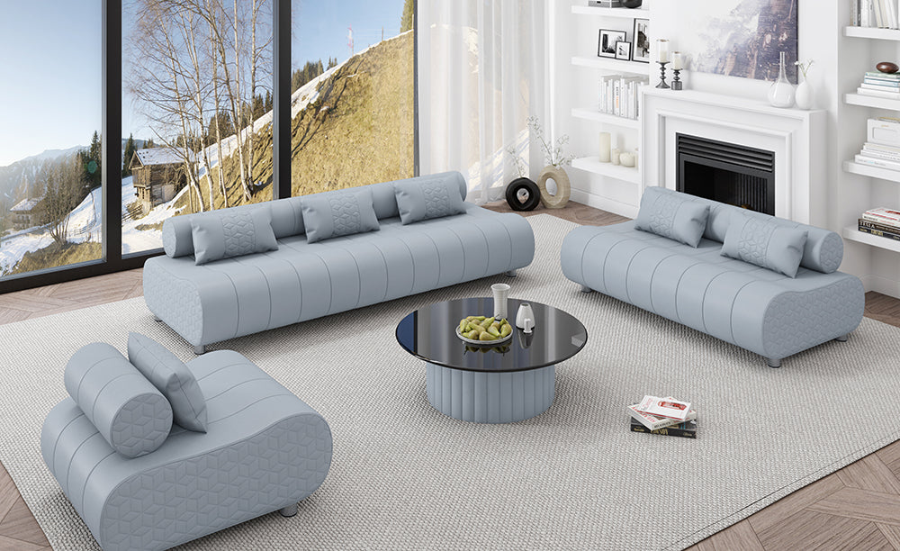 Puffer Modern Leather Sofa Set