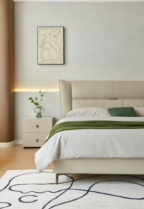 Barry Leather Modern Bed