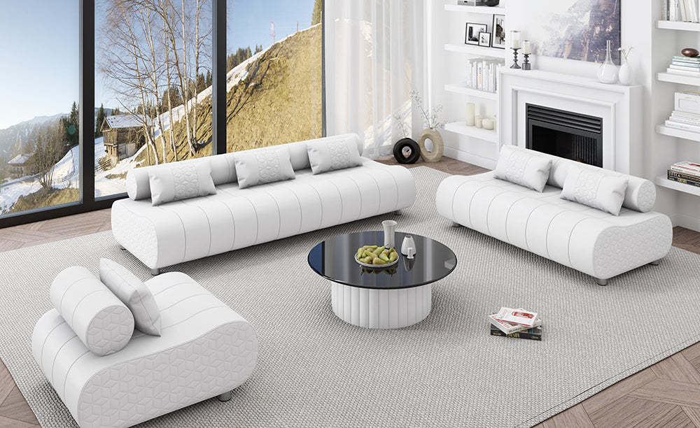 Puffer Modern Leather Sofa Set
