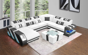 Milky Way 2 Modern Leather Sectional with LED Light