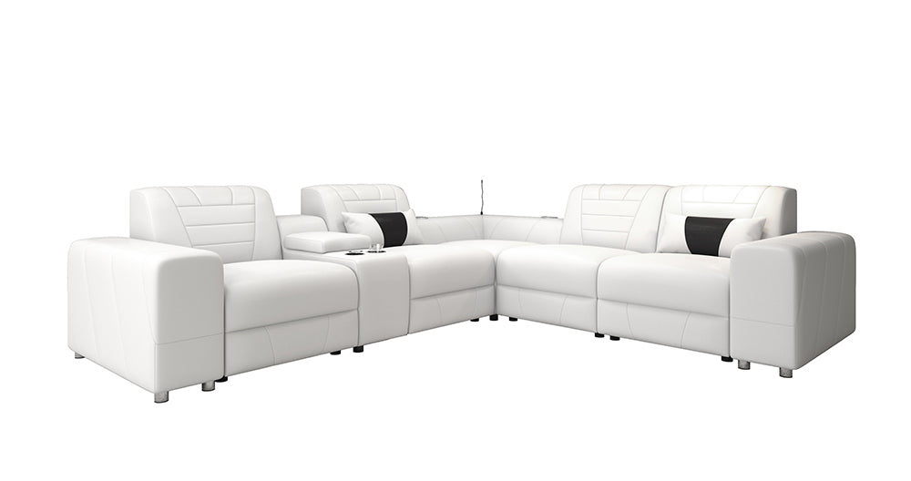 Eiffel Modern Leather Reclining Sectional with Console