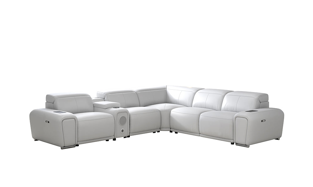 Tumbler Modern Leather Reclining Sectional With Speakers