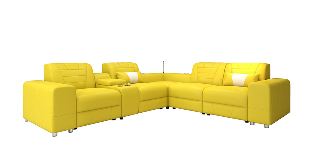 Eiffel Modern Leather Reclining Sectional with Console