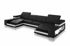 Ainslee Modern Leather Sectional Couch with LED Light
