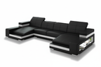 Ainslee Modern Leather Sectional Couch with LED Light