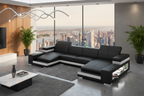 Ainslee Modern Leather Sectional Couch with LED Light