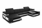 Ainslee Modern Leather Sectional Couch with LED Light