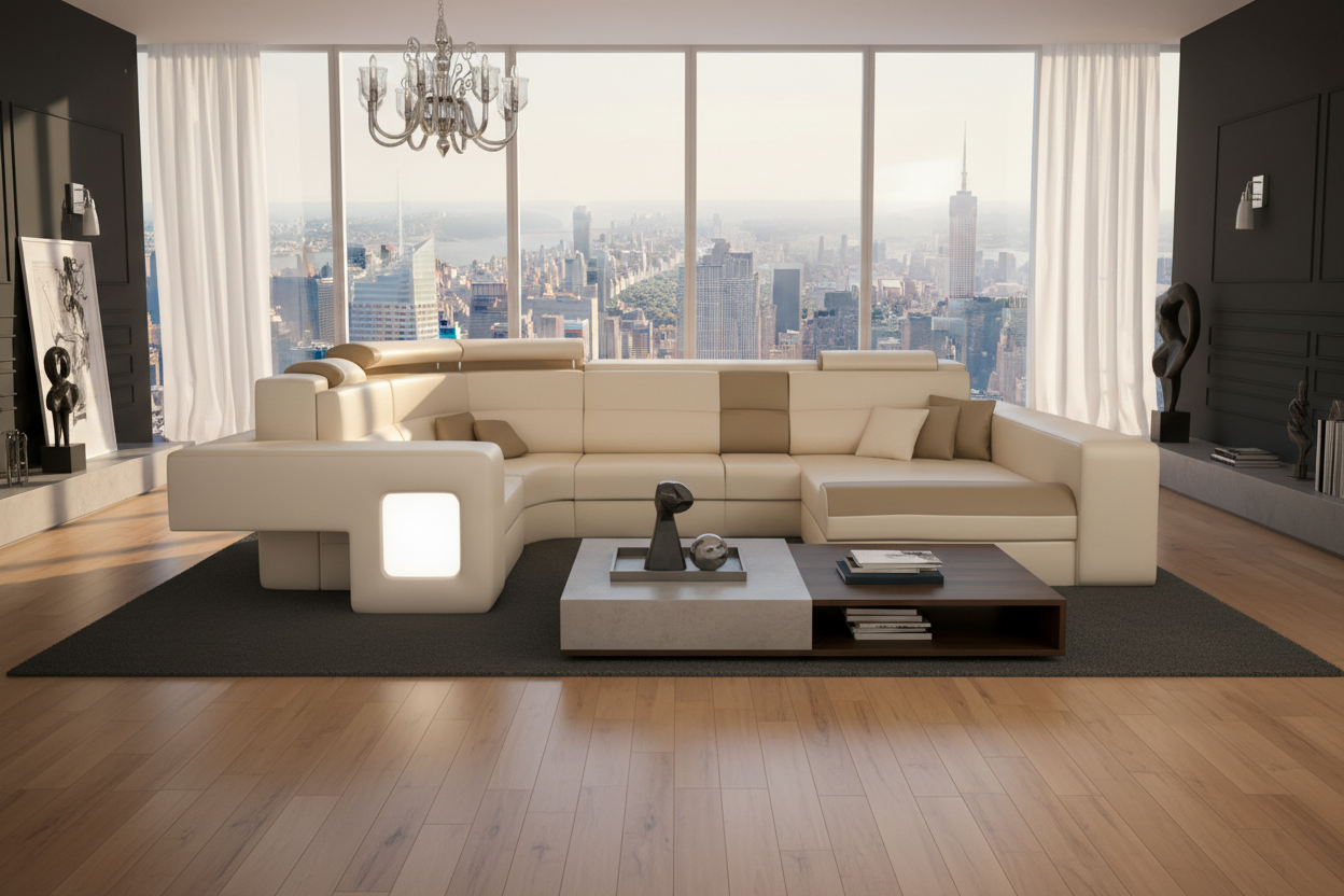 Asherton Functional Sectional with LED Light