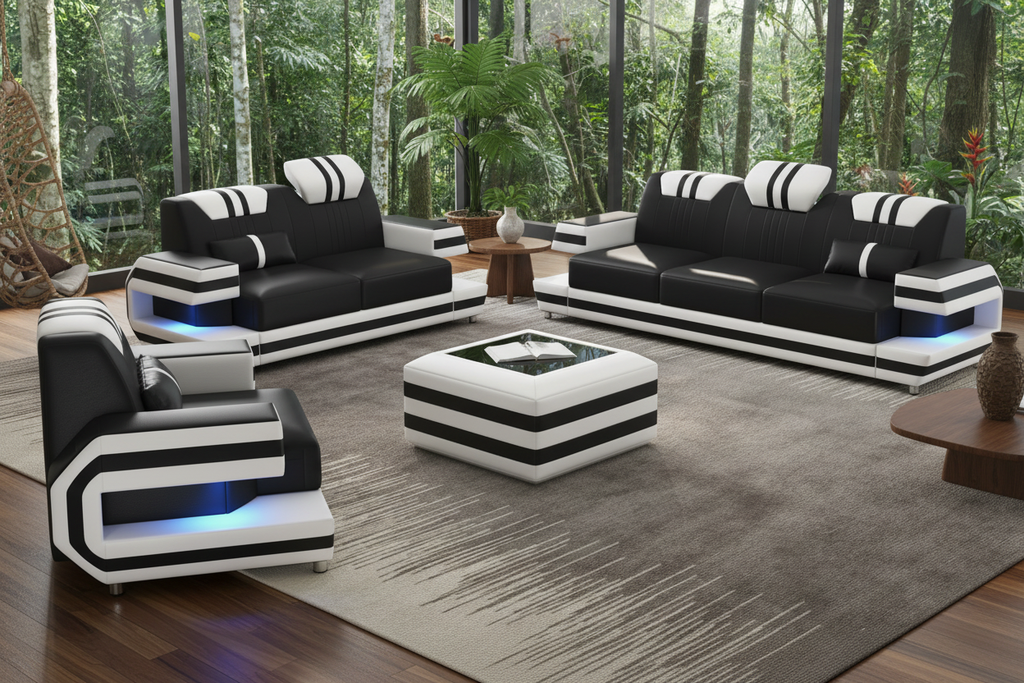 Aura Leather Sofa Set - Brazilian Rainforest Villa