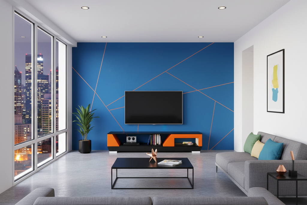 Austin TV Stand vibrant orange black urban