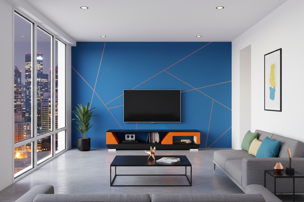 Austin TV Stand vibrant orange black urban