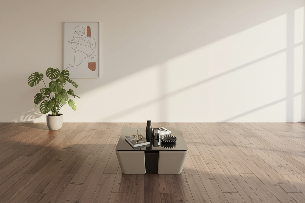 Beige and gray coffee table in modern loft