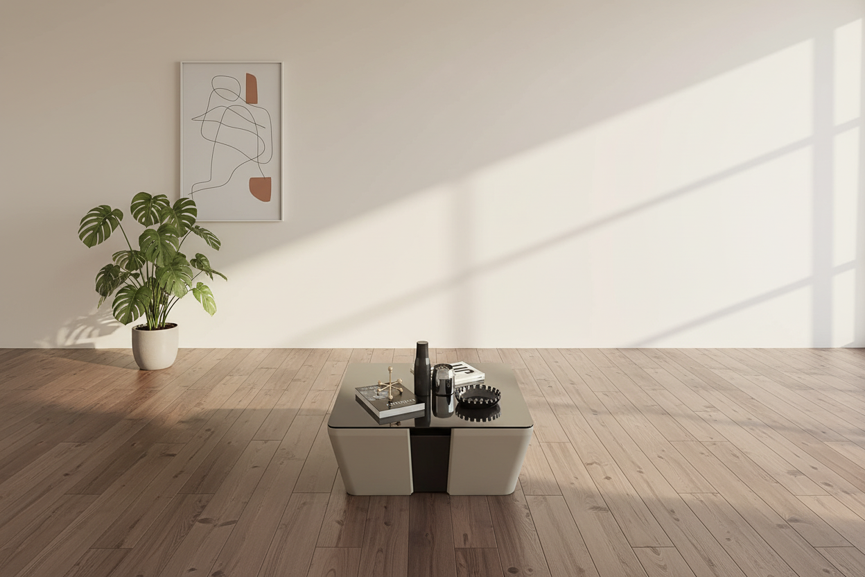 Beige and gray coffee table in modern loft