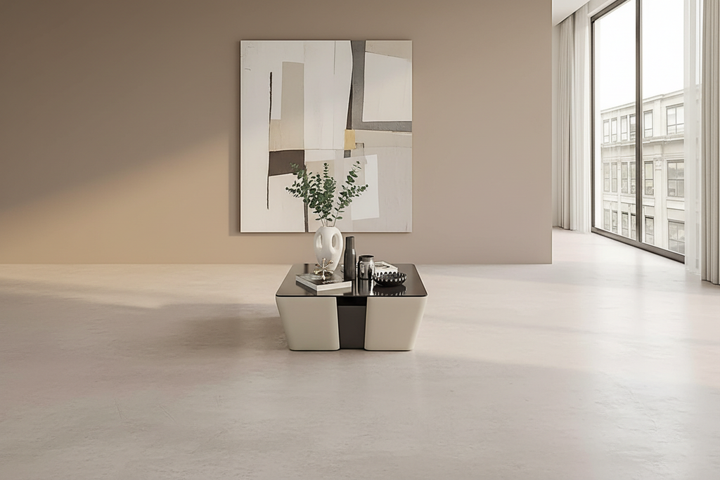 Beige and gray coffee table in modern loft