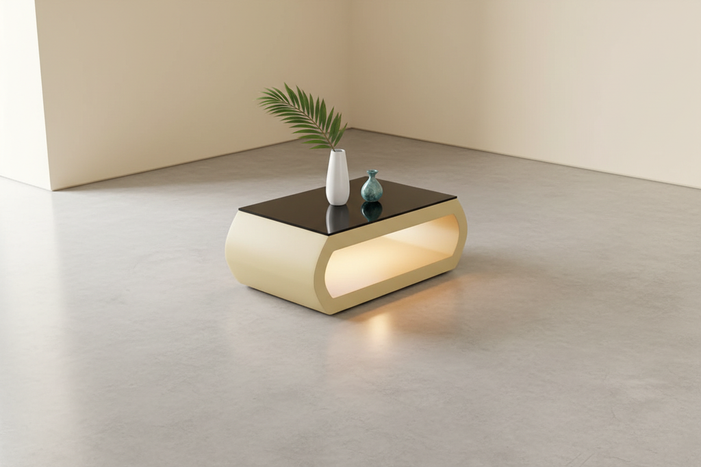Beige coffee table in contemporary space