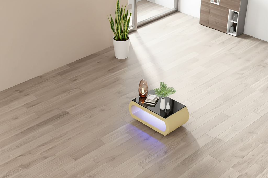 Beige coffee table in contemporary space