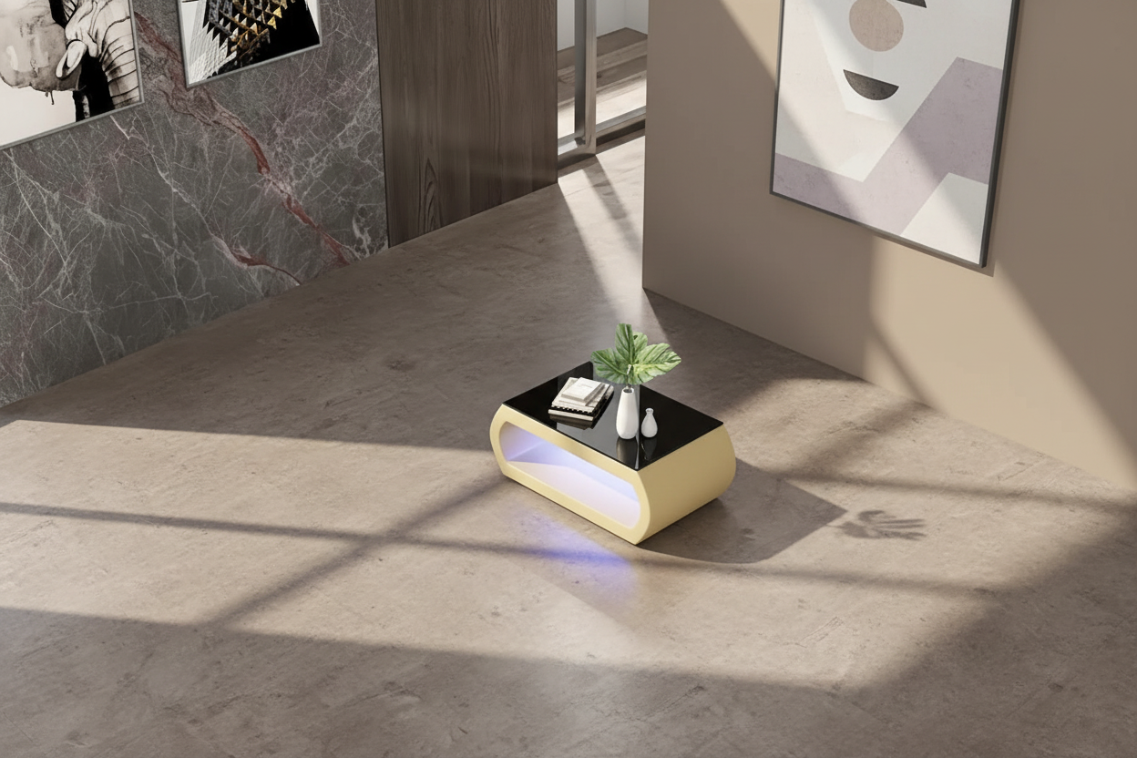 Beige coffee table in modern loft