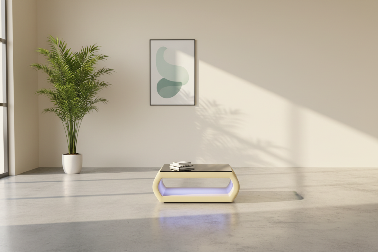 Beige coffee table in modern loft