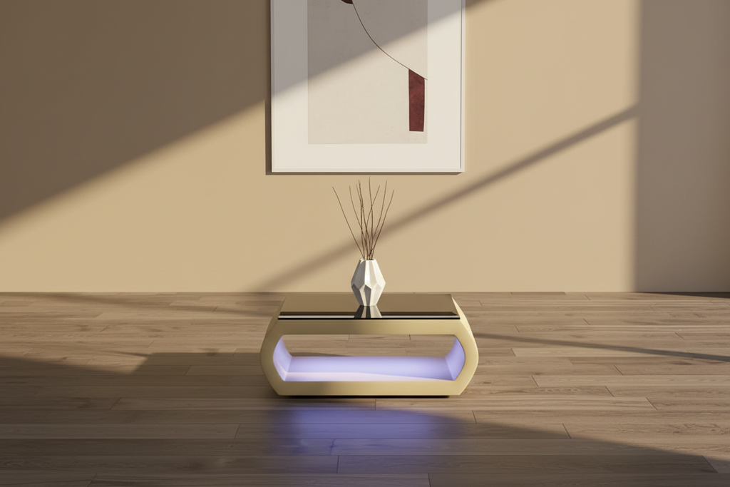 Beige coffee table in urban loft