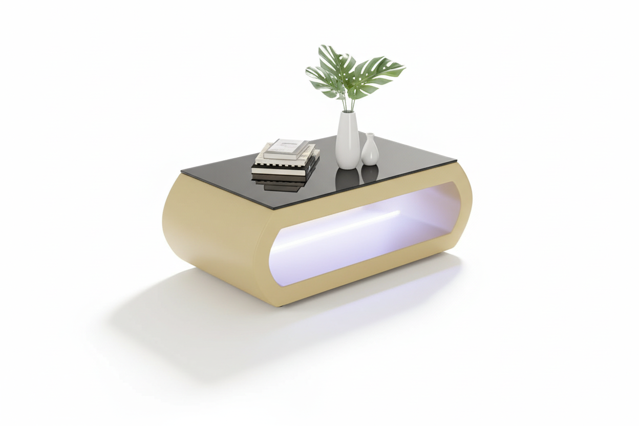 Beige coffee table with shadow