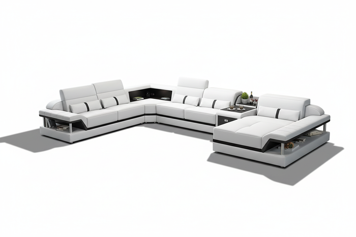 Bewley Modern Leather Sectional With Storage
