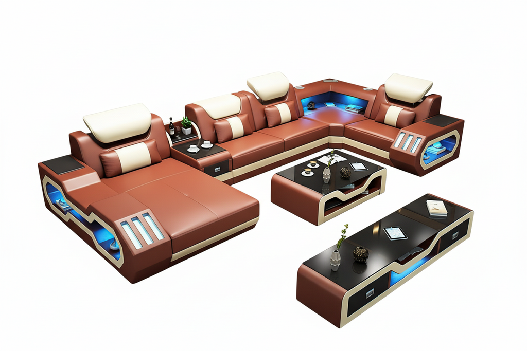 Bigelow Leather Sectional with USB Charger