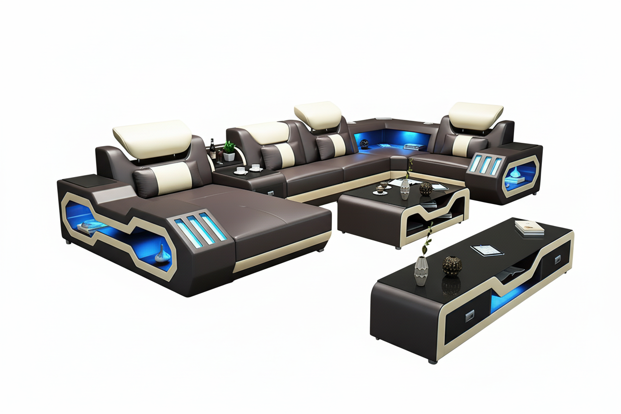 Bigelow Leather Sectional with USB Charger