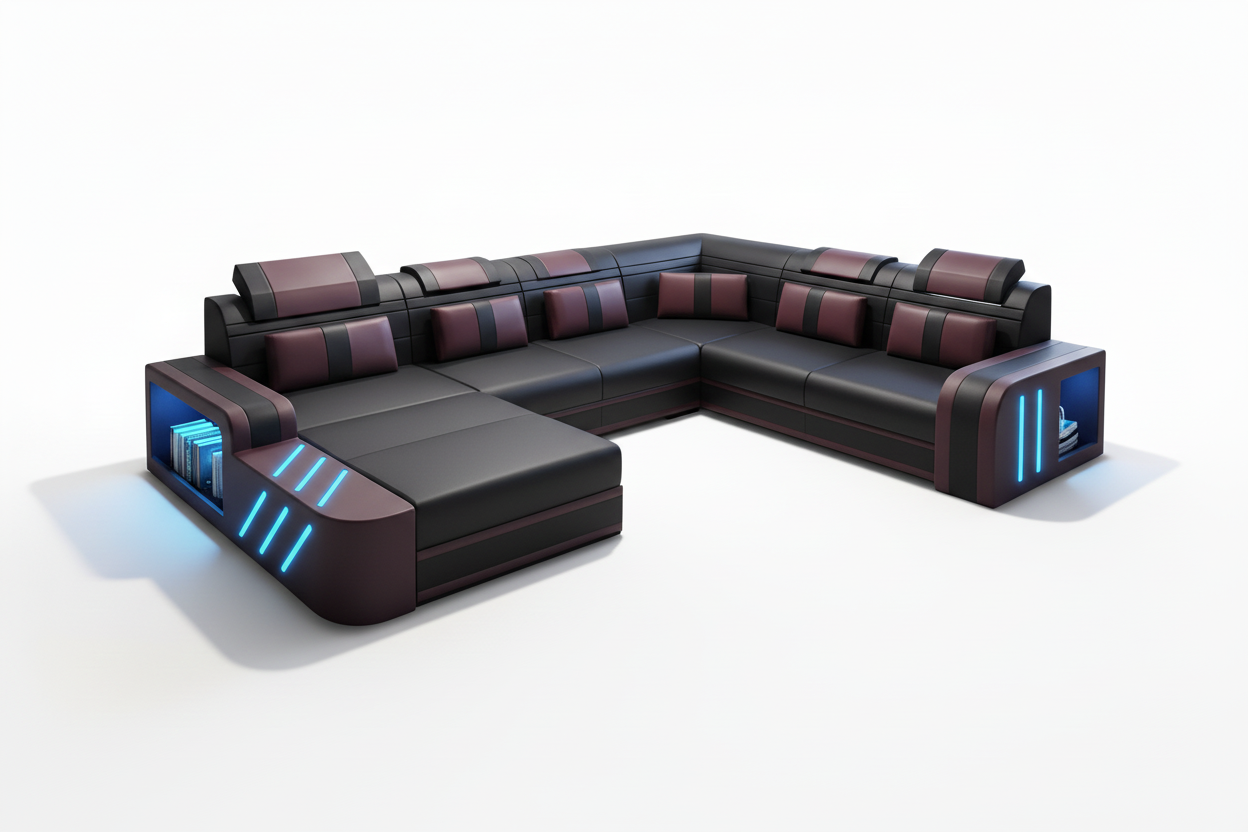 Black and red with black and grey sectionals