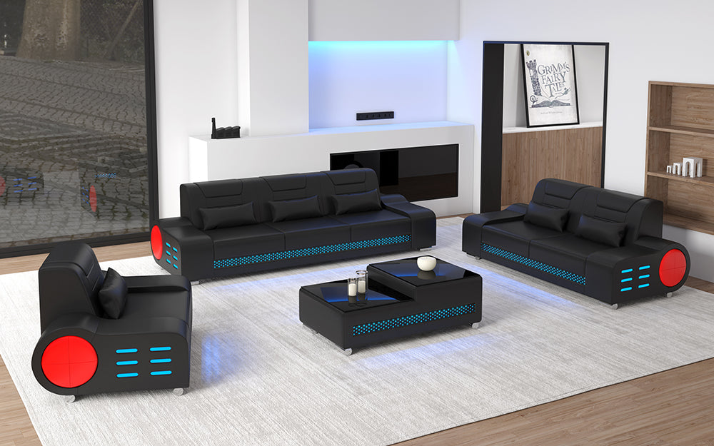 Elliot Modern Leather Sofa Set