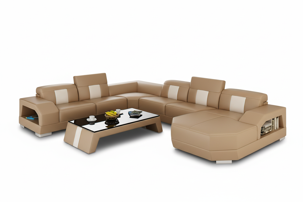 Bozeman Leather Sectional with Shape Chaise