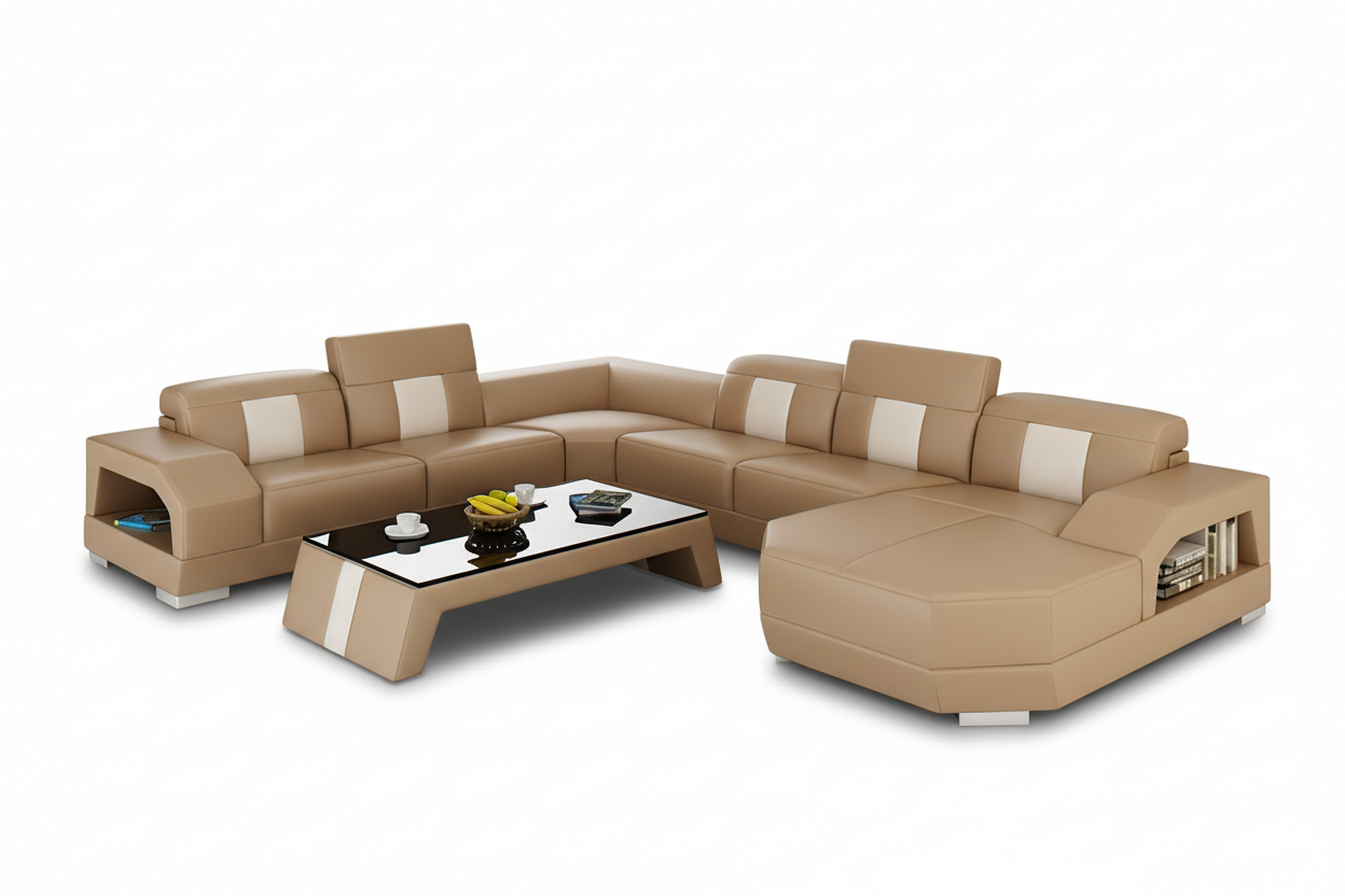 Bozeman Leather Sectional with Shape Chaise