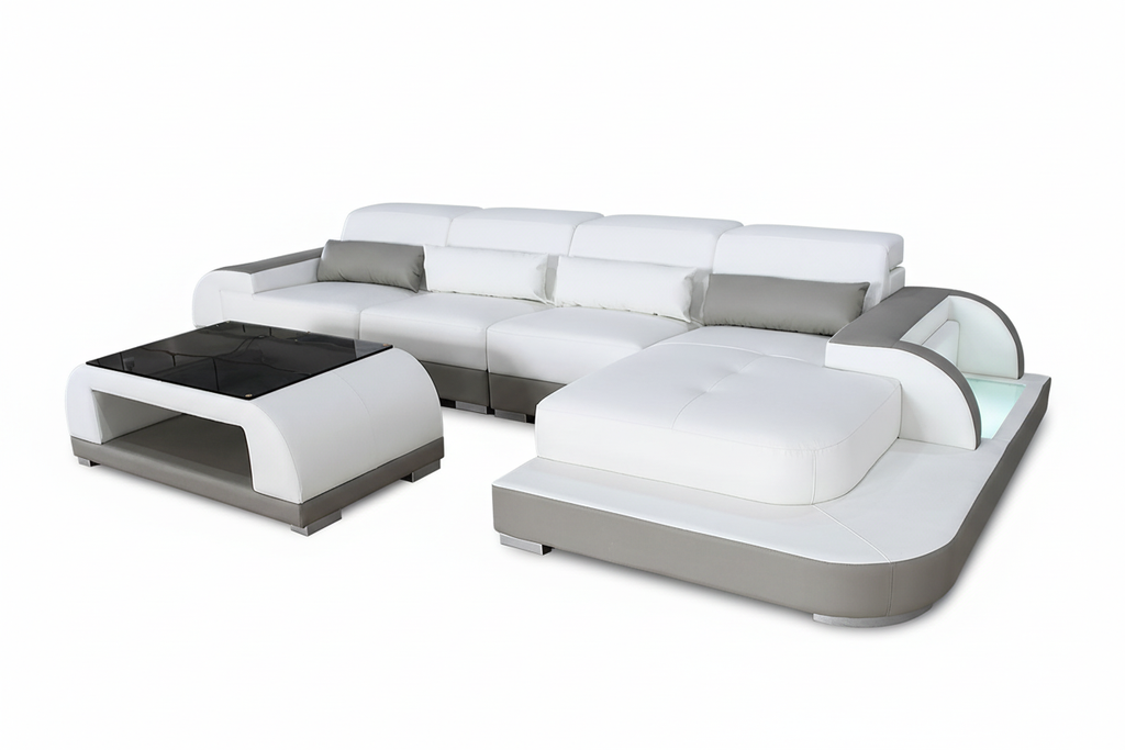 Brosnan Leather Sectional with LED Light