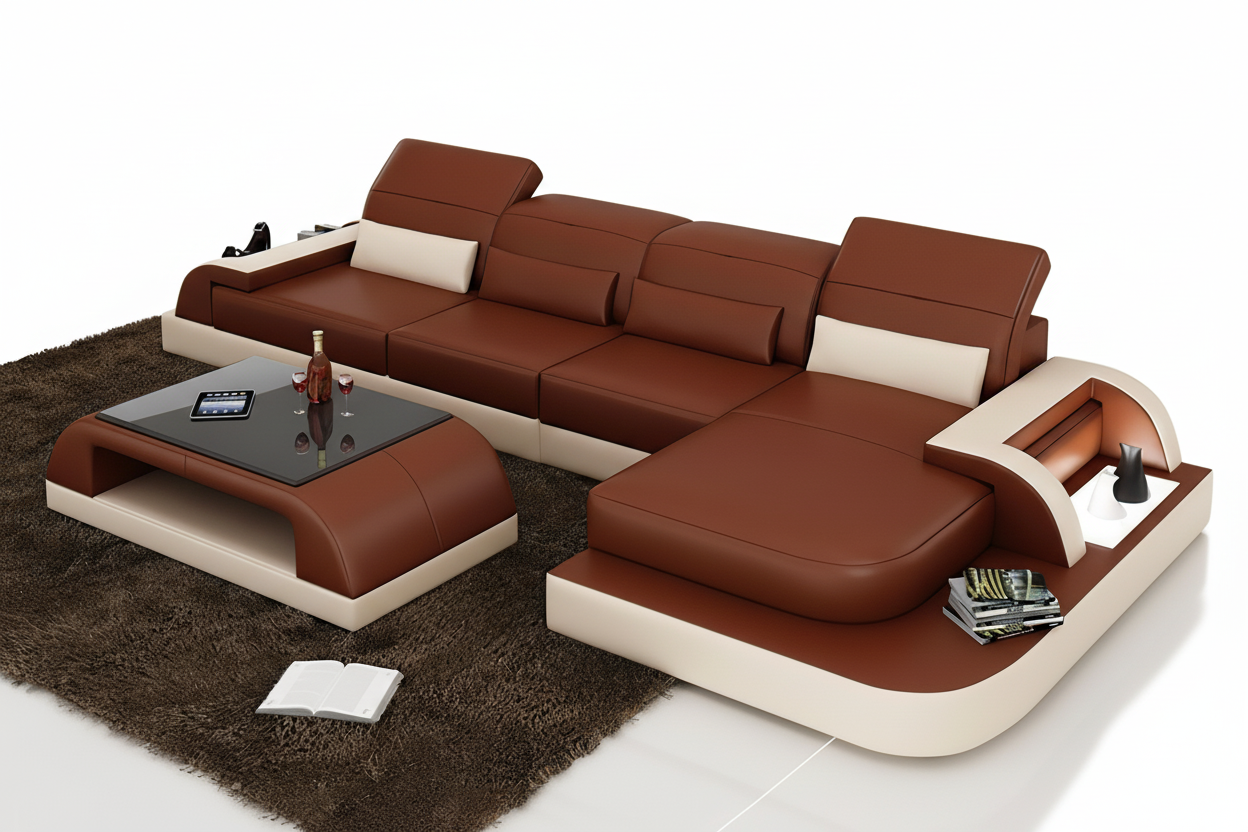 Brosnan Leather Sectional with LED Light
