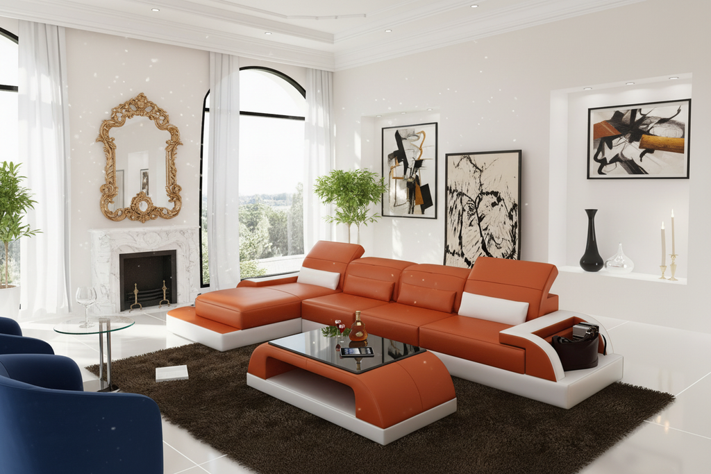 Brosnan Leather Sectional with LED Light