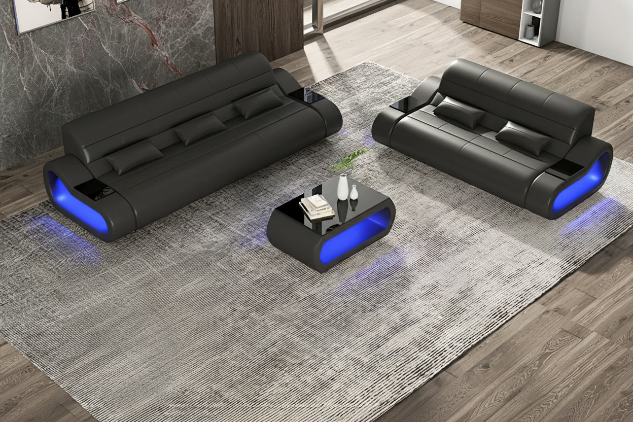 Catina Black Sofa Set without Chair