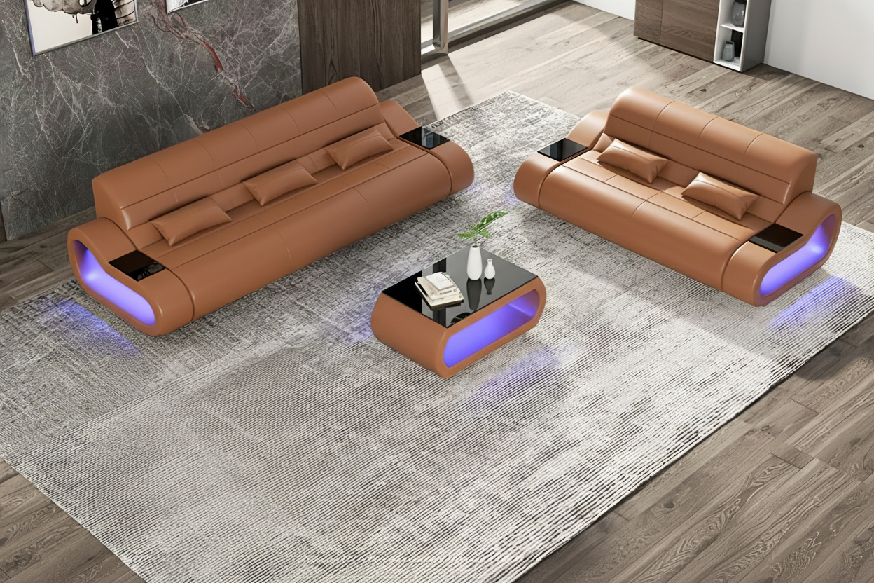 Catina Brown Sofa Set without Chair