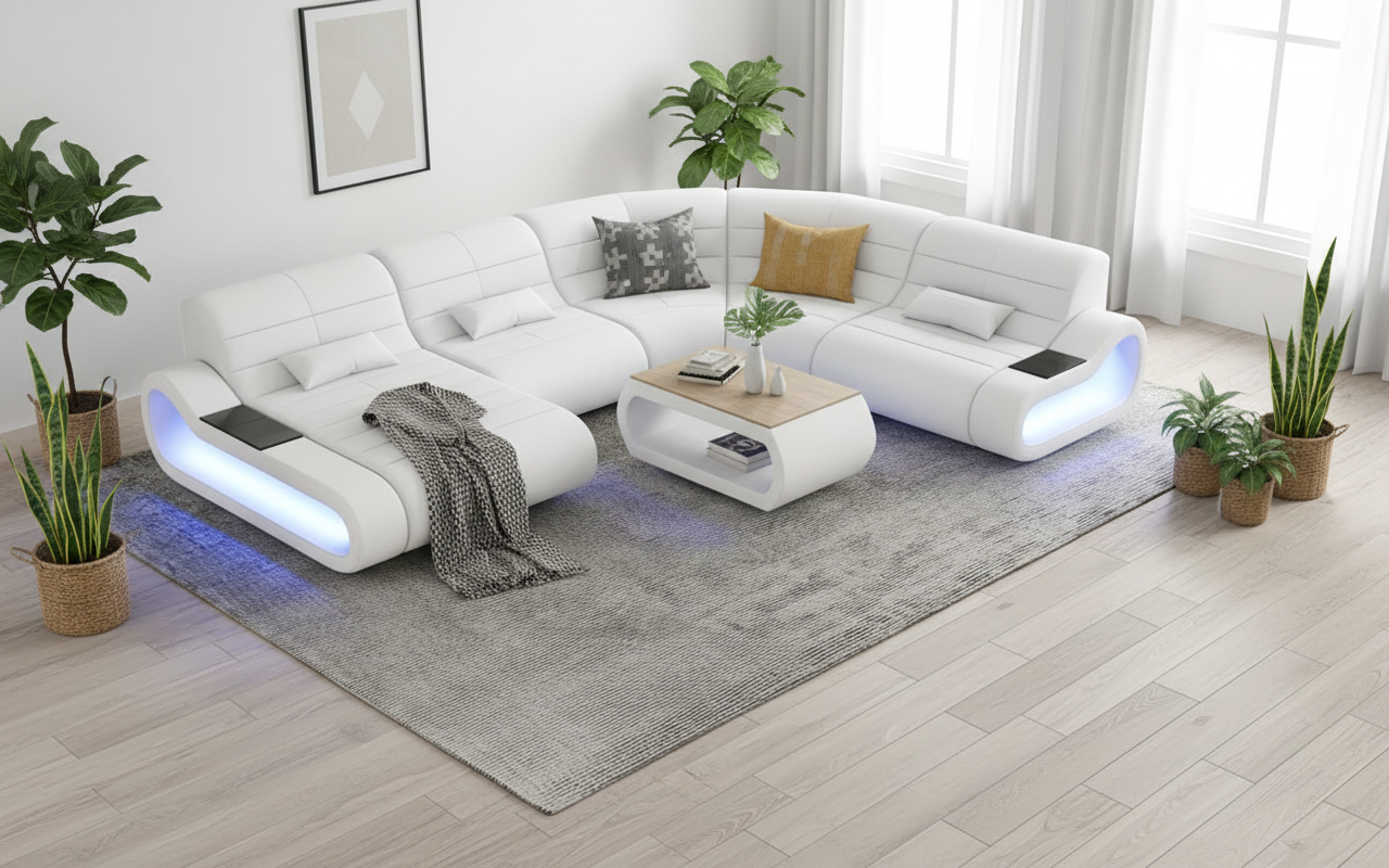 Catina Leather Sectional|Modern Furniture Store Las Vegas