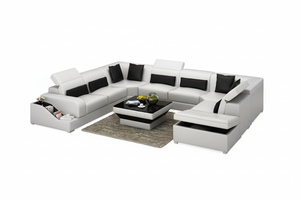 Charlotte Leather Sectional with Pop-Up Storage