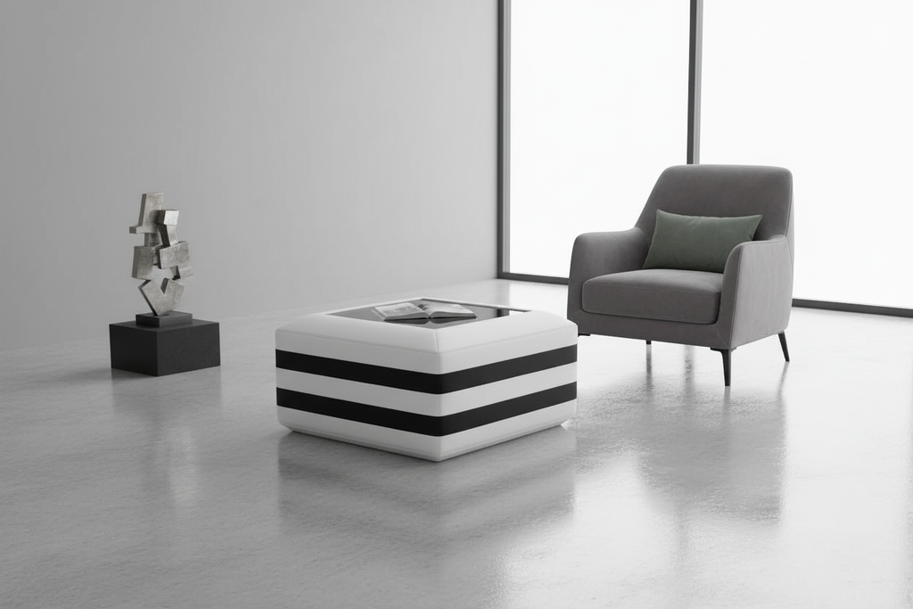 Coffee table with armchair in contemporary space