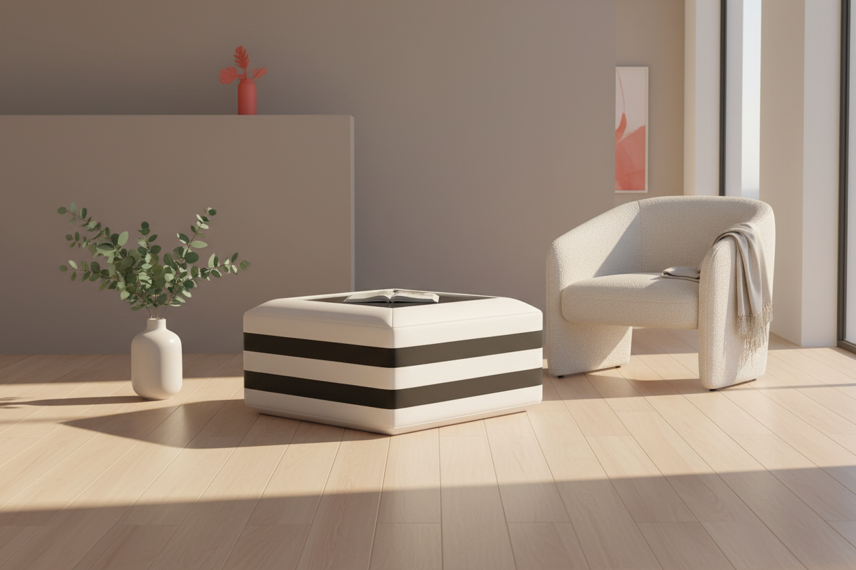 Coffee table with boucle chair