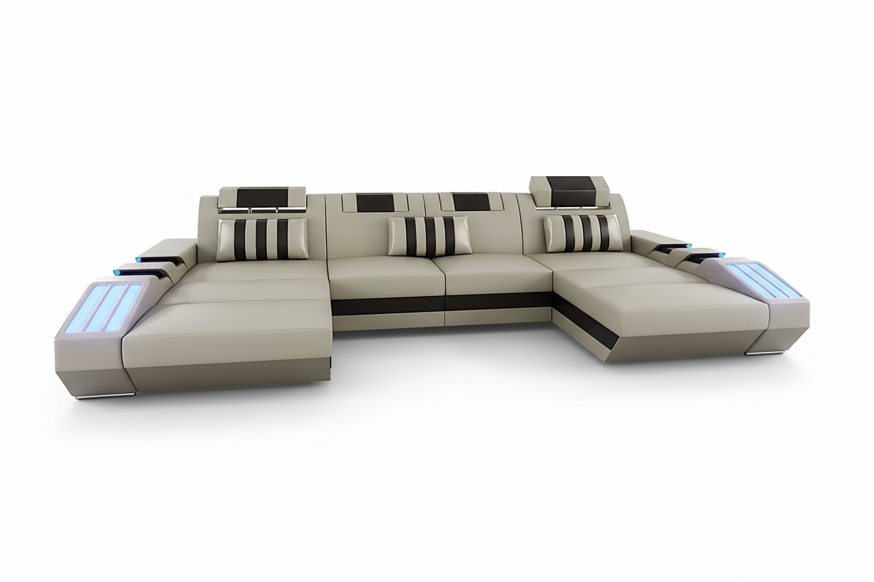 Cosmo U Shape Modern Leather Sectional - Close-Up Detail