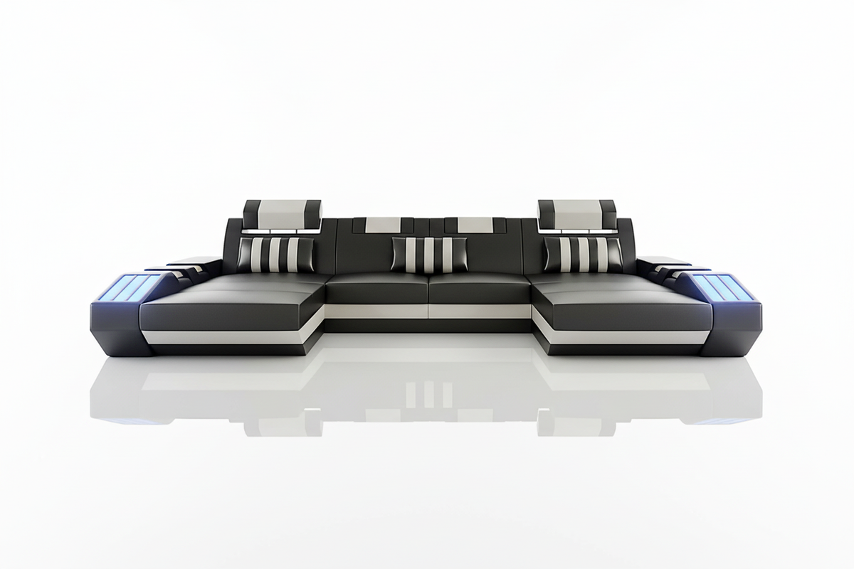 Cosmo Double Chaise U-Shape LED Sectional - Ultimate Lounge Sofa