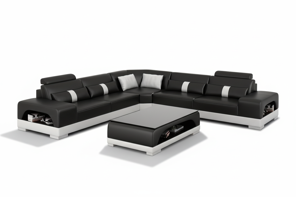Donny Leather Sectional with Storage