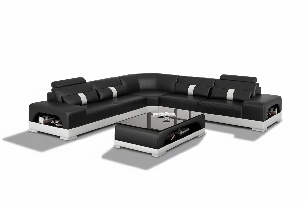 Donny Leather Sectional with Storage